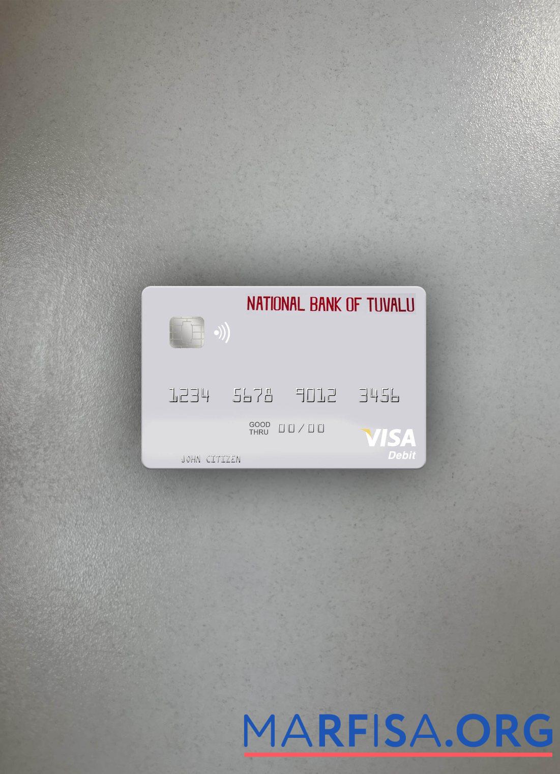 Realistic Tuvalu National Bank of Tuvalu visa debit card photolook front example